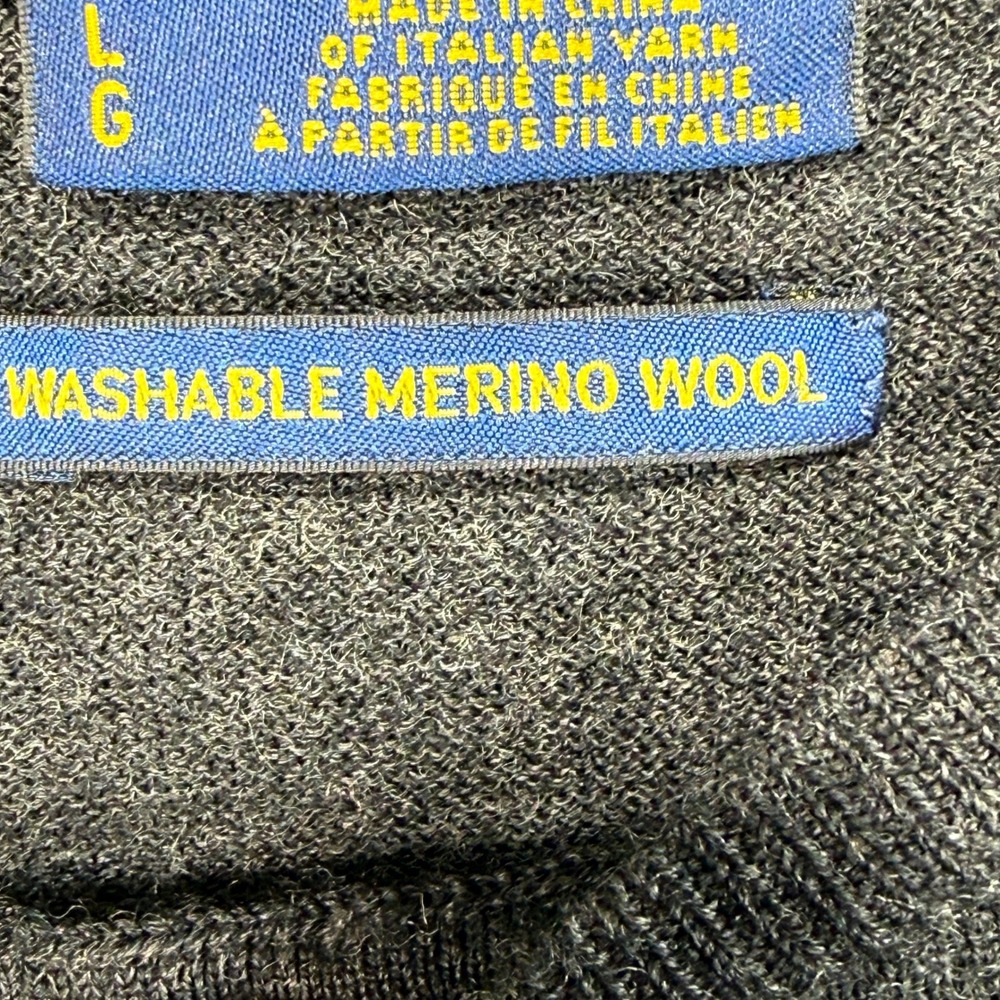 Polo Ralph Lauren Merino Wool Sweater Mens Large Gray Crewneck Pony Logo - Picture 5 of 9